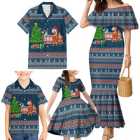 Flamingle Bells Xmas Christmas Family Matching Mermaid Dress and Hawaiian Shirt Xmas Holiday Patterns - Wonder Print Shop