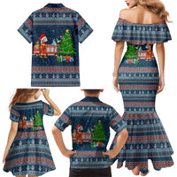 Flamingle Bells Xmas Christmas Family Matching Mermaid Dress and Hawaiian Shirt Xmas Holiday Patterns - Wonder Print Shop