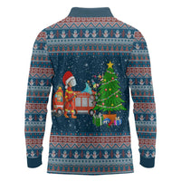 Flamingle Bells Xmas Christmas Long Sleeve Polo Shirt Xmas Holiday Patterns - Wonder Print Shop