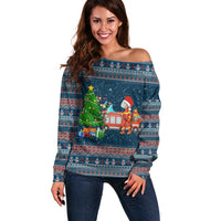 Flamingle Bells Xmas Christmas Off Shoulder Sweater Xmas Holiday Patterns - Wonder Print Shop