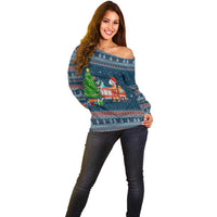Flamingle Bells Xmas Christmas Off Shoulder Sweater Xmas Holiday Patterns - Wonder Print Shop