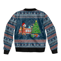 Flamingle Bells Xmas Christmas Sleeve Zip Bomber Jacket Xmas Holiday Patterns - Wonder Print Shop