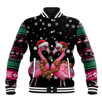 Flamingo Couple Christmas Baseball Jacket Xmas Holiday Patterns - Wonder Print Shop