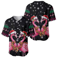 Flamingo Couple Christmas Baseball Jersey Xmas Holiday Patterns - Wonder Print Shop
