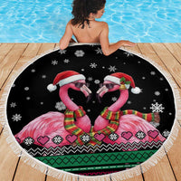 Flamingo Couple Christmas Beach Blanket Xmas Holiday Patterns - Wonder Print Shop