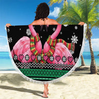 Flamingo Couple Christmas Beach Blanket Xmas Holiday Patterns - Wonder Print Shop