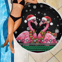 Flamingo Couple Christmas Beach Blanket Xmas Holiday Patterns - Wonder Print Shop