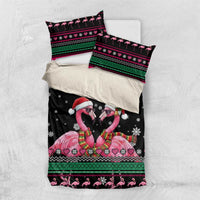 Flamingo Couple Christmas Bedding Set Xmas Holiday Patterns - Wonder Print Shop