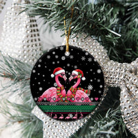 Flamingo Couple Christmas Ceramic Ornament Xmas Holiday Patterns - Wonder Print Shop