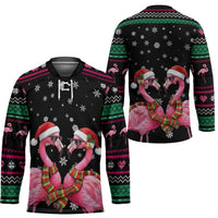 Flamingo Couple Christmas Hockey Jersey Xmas Holiday Patterns - Wonder Print Shop