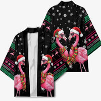 Flamingo Couple Christmas Kimono Xmas Holiday Patterns - Wonder Print Shop