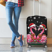 Flamingo Couple Christmas Luggage Cover Xmas Holiday Patterns - Wonder Print Shop