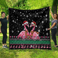 Flamingo Couple Christmas Quilt Xmas Holiday Patterns - Wonder Print Shop