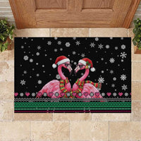 Flamingo Couple Christmas Rubber Doormat Xmas Holiday Patterns - Wonder Print Shop