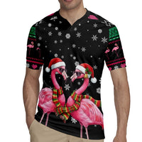 Flamingo Couple Christmas Rugby Jersey Xmas Holiday Patterns - Wonder Print Shop