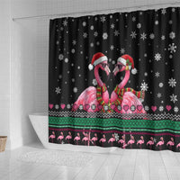 Flamingo Couple Christmas Shower Curtain Xmas Holiday Patterns - Wonder Print Shop