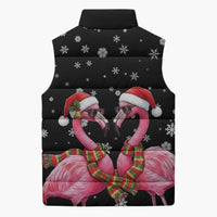 Flamingo Couple Christmas Sleeveless Puffer Jacket Xmas Holiday Patterns - Wonder Print Shop