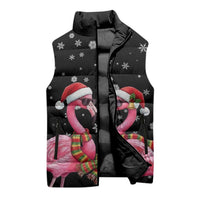 Flamingo Couple Christmas Sleeveless Puffer Jacket Xmas Holiday Patterns - Wonder Print Shop