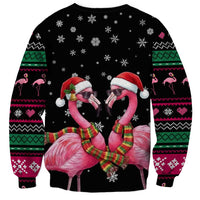 Flamingo Couple Christmas Sweatshirt Xmas Holiday Patterns - Wonder Print Shop