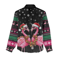 Flamingo Couple Christmas Women Casual Shirt Xmas Holiday Patterns - Wonder Print Shop