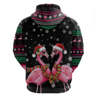 Flamingo Couple Christmas Zip Hoodie Xmas Holiday Patterns - Wonder Print Shop