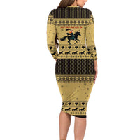 Horse Lover Christmas Christmas Long Sleeve Bodycon Dress Xmas Holiday Patterns - Wonder Print Shop