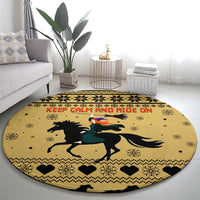 Horse Lover Christmas Christmas Round Carpet Xmas Holiday Patterns - Wonder Print Shop