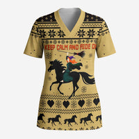 Horse Lover Christmas Christmas Scrub Top Xmas Holiday Patterns - Wonder Print Shop