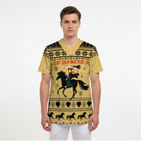 Horse Lover Christmas Christmas Scrub Top Xmas Holiday Patterns - Wonder Print Shop