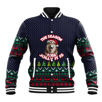 The Season To Be Jolly Siberian Husky Xmas Ball Christmas Baseball Jacket Xmas Holiday Patterns - Wonder Print Shop