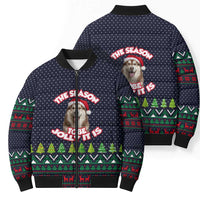 The Season To Be Jolly Siberian Husky Xmas Ball Christmas Bomber Puffer Jacket Xmas Holiday Patterns - Wonder Print Shop
