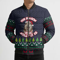 The Season To Be Jolly Siberian Husky Xmas Ball Christmas Bomber Puffer Jacket Xmas Holiday Patterns - Wonder Print Shop