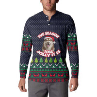 The Season To Be Jolly Siberian Husky Xmas Ball Christmas Button Sweatshirt Xmas Holiday Patterns - Wonder Print Shop