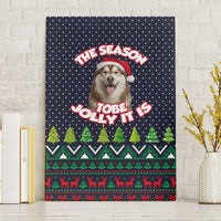 The Season To Be Jolly Siberian Husky Xmas Ball Christmas Canvas Wall Art Xmas Holiday Patterns - Wonder Print Shop