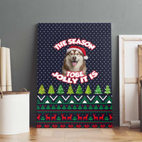 The Season To Be Jolly Siberian Husky Xmas Ball Christmas Canvas Wall Art Xmas Holiday Patterns - Wonder Print Shop