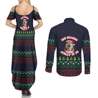 The Season To Be Jolly Siberian Husky Xmas Ball Christmas Couples Matching Summer Maxi Dress and Long Sleeve Button Shirt Xmas Holiday Patterns - Wonder Print Shop