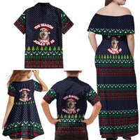 The Season To Be Jolly Siberian Husky Xmas Ball Christmas Family Matching Off Shoulder Maxi Dress and Hawaiian Shirt Xmas Holiday Patterns - Wonder Print Shop