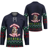 The Season To Be Jolly Siberian Husky Xmas Ball Christmas Hockey Jersey Xmas Holiday Patterns - Wonder Print Shop