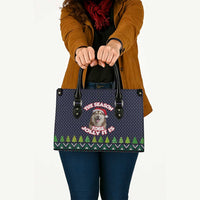 The Season To Be Jolly Siberian Husky Xmas Ball Christmas Leather Bag Xmas Holiday Patterns - Wonder Print Shop