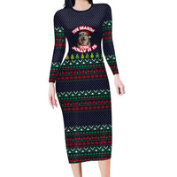 The Season To Be Jolly Siberian Husky Xmas Ball Christmas Long Sleeve Bodycon Dress Xmas Holiday Patterns - Wonder Print Shop