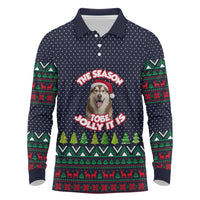 The Season To Be Jolly Siberian Husky Xmas Ball Christmas Long Sleeve Polo Shirt Xmas Holiday Patterns - Wonder Print Shop
