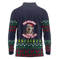 The Season To Be Jolly Siberian Husky Xmas Ball Christmas Long Sleeve Polo Shirt Xmas Holiday Patterns - Wonder Print Shop
