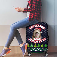 The Season To Be Jolly Siberian Husky Xmas Ball Christmas Luggage Cover Xmas Holiday Patterns - Wonder Print Shop