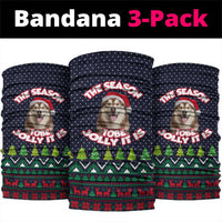 The Season To Be Jolly Siberian Husky Xmas Ball Christmas Neck Gaiter Xmas Holiday Patterns - Wonder Print Shop