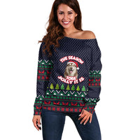 The Season To Be Jolly Siberian Husky Xmas Ball Christmas Off Shoulder Sweater Xmas Holiday Patterns - Wonder Print Shop