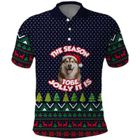 The Season To Be Jolly Siberian Husky Xmas Ball Christmas Polo Shirt Xmas Holiday Patterns - Wonder Print Shop