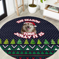 The Season To Be Jolly Siberian Husky Xmas Ball Christmas Round Carpet Xmas Holiday Patterns - Wonder Print Shop