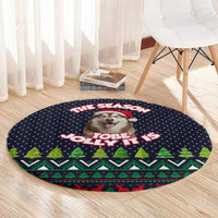 The Season To Be Jolly Siberian Husky Xmas Ball Christmas Round Carpet Xmas Holiday Patterns - Wonder Print Shop