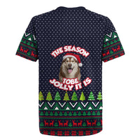 The Season To Be Jolly Siberian Husky Xmas Ball Christmas Rugby Jersey Xmas Holiday Patterns - Wonder Print Shop