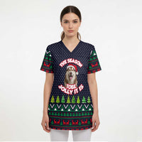 The Season To Be Jolly Siberian Husky Xmas Ball Christmas Scrub Top Xmas Holiday Patterns - Wonder Print Shop